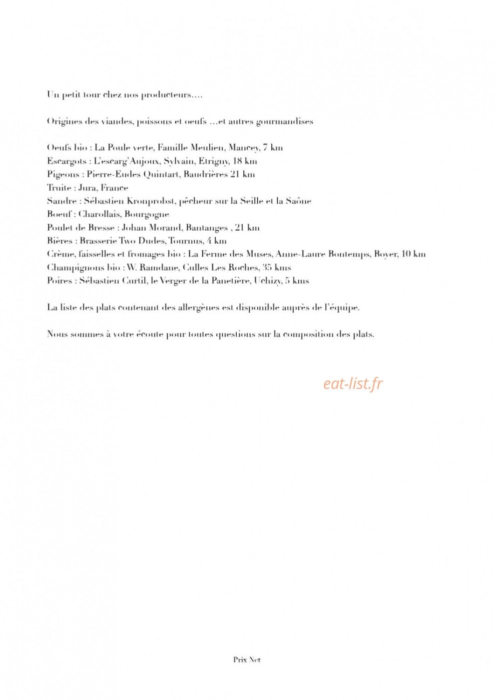 L'Auberge des Gourmets — carte page 4