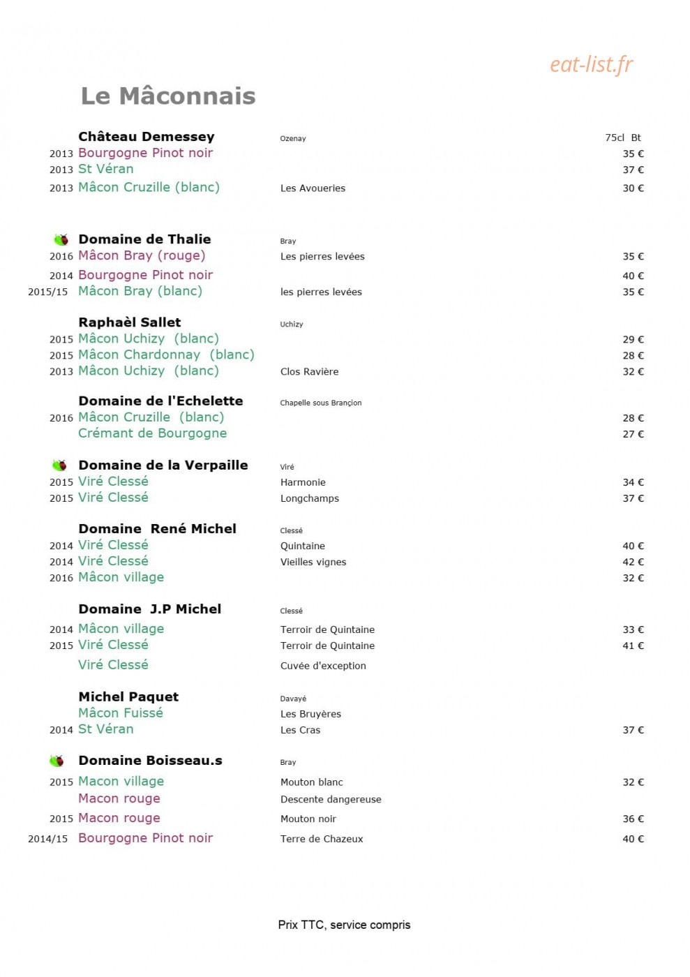 Le Relais d'Ozenay — carte page 5