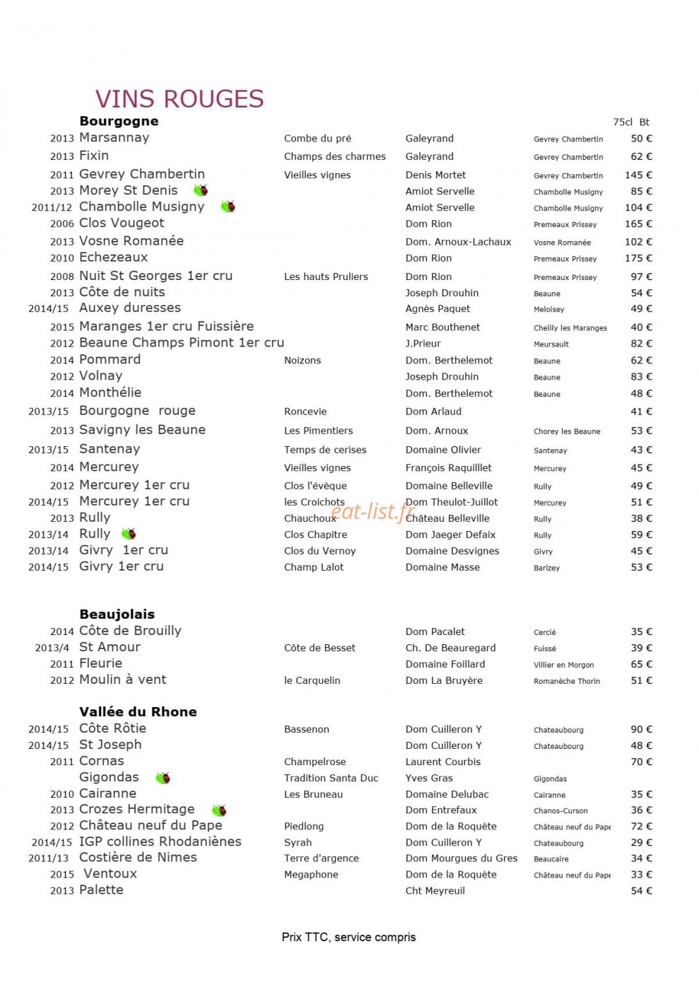 Le Relais d'Ozenay — carte page 7