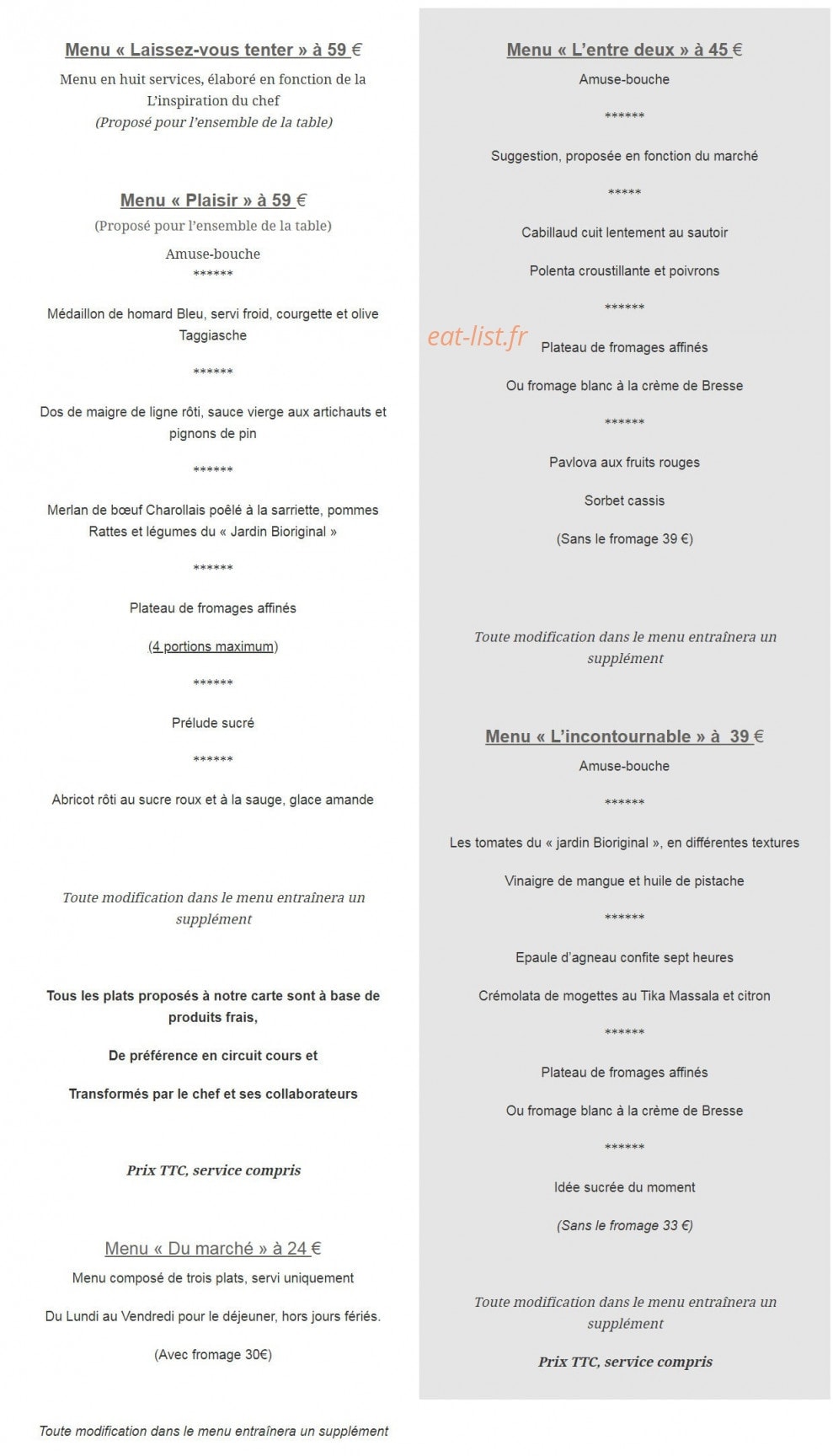 Le Relais d'Ozenay — carte page 2