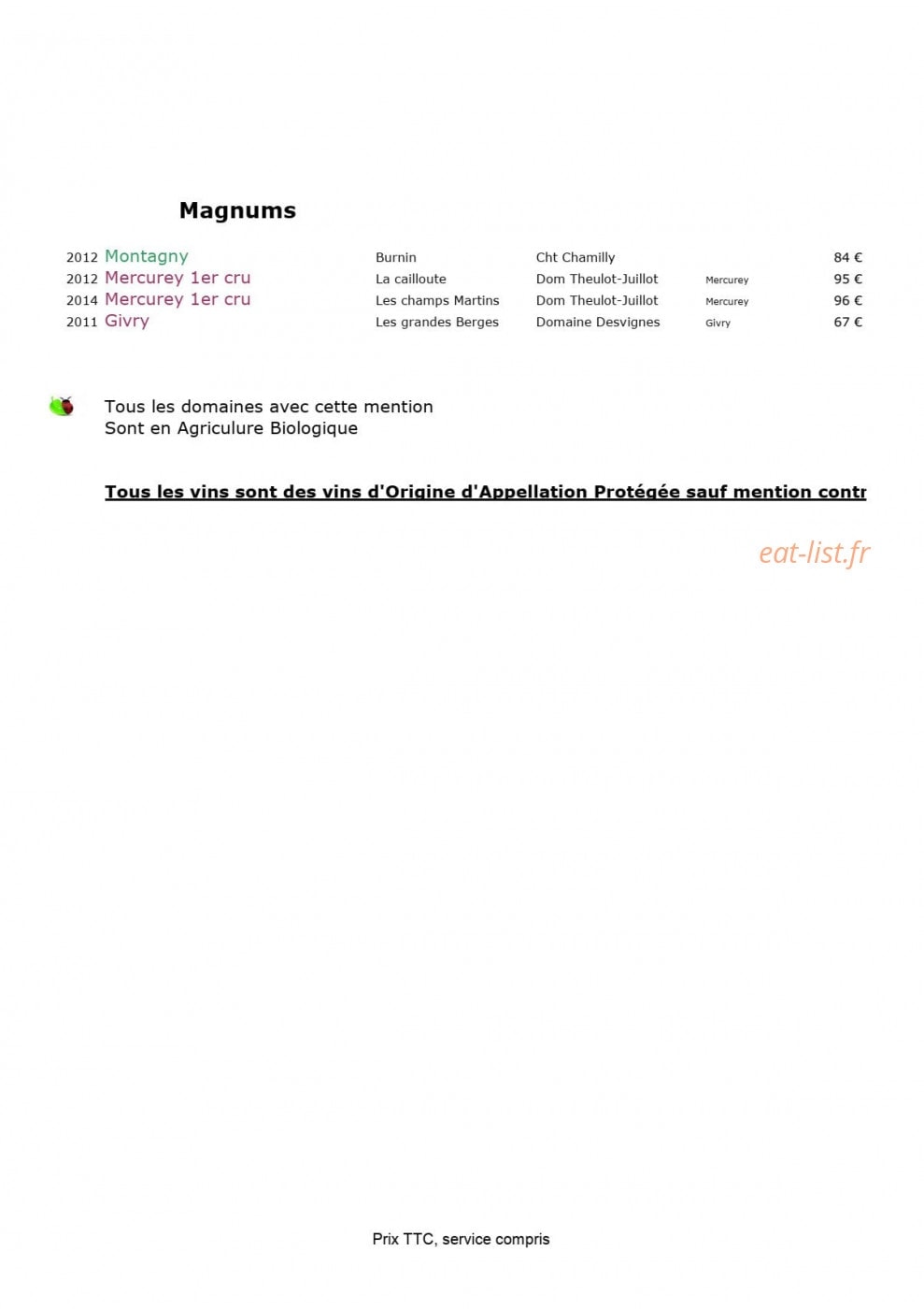 Le Relais d'Ozenay — carte page 10