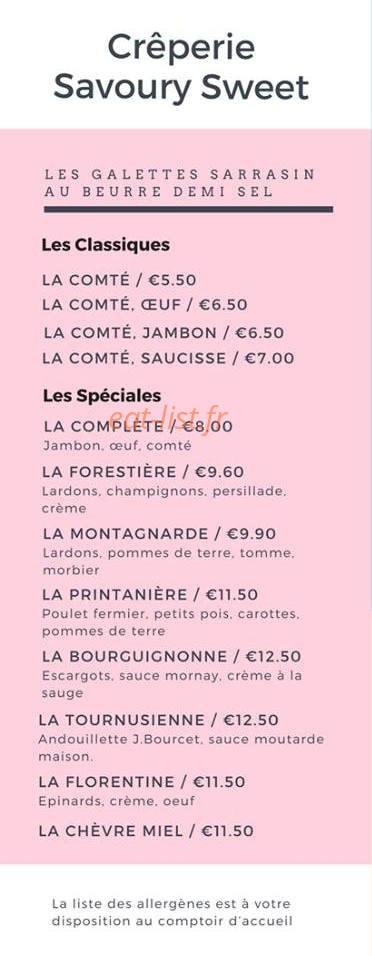 Crêperie Savoury Sweet — carte page 1