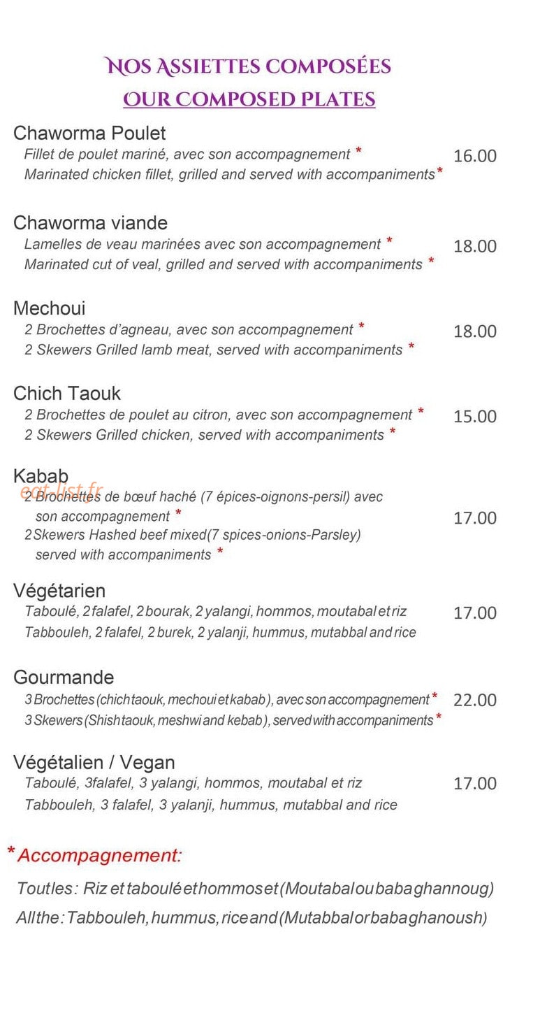 Délices D'Alep — carte page 3