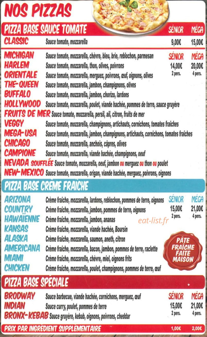 Hollywood pizza — carte page 2