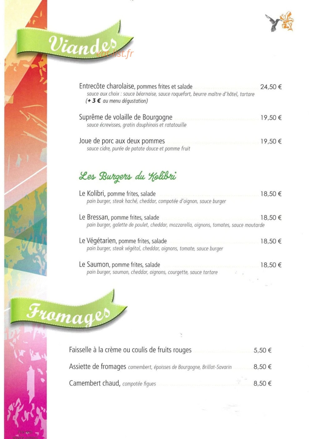 La Table du Kolibri — carte page 3