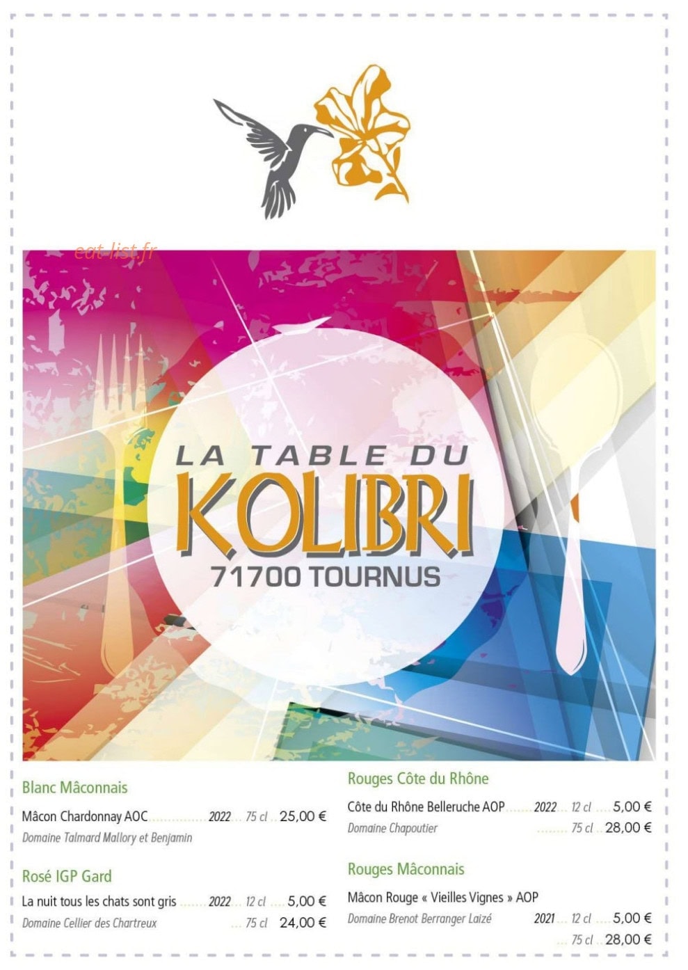 La Table du Kolibri — carte page 11