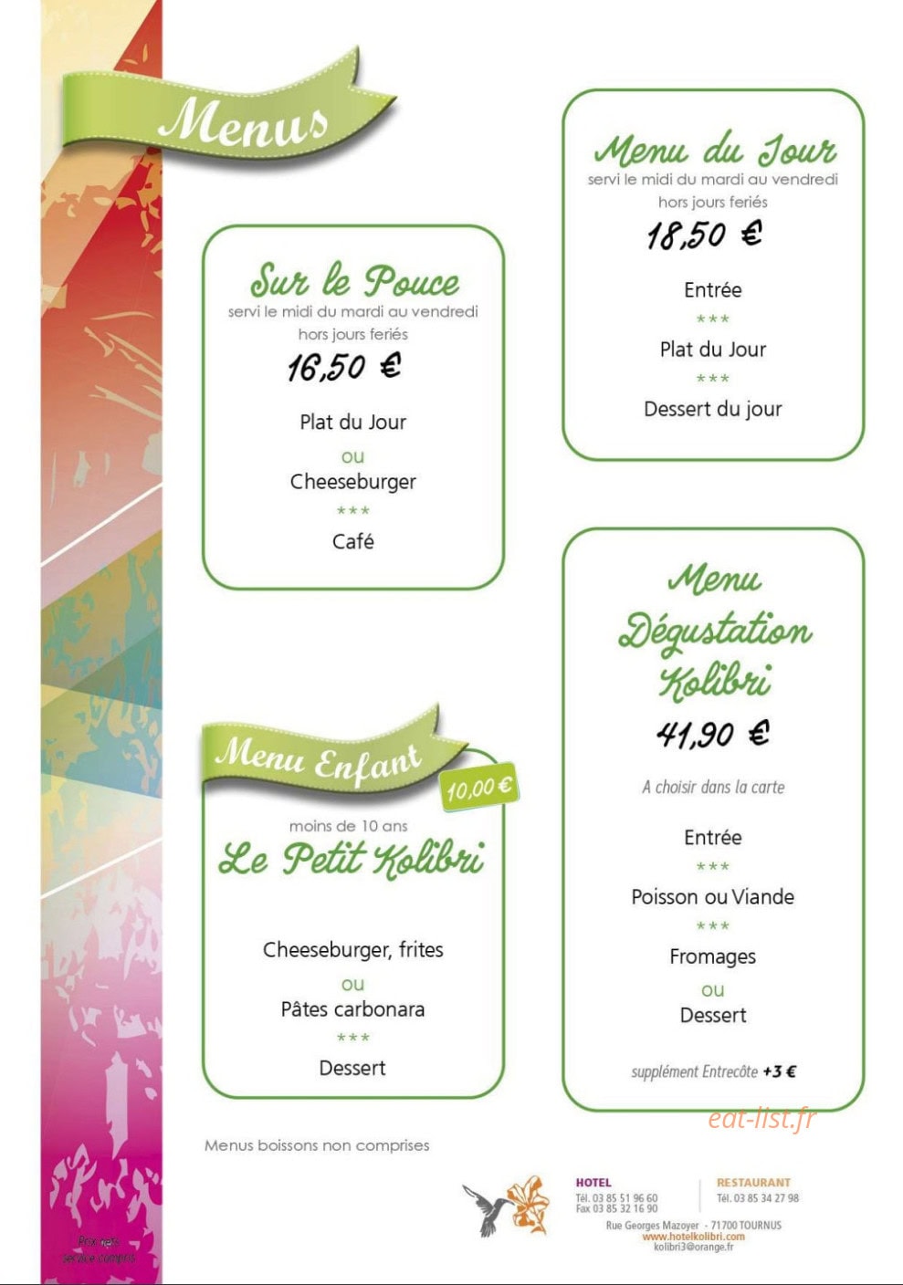 La Table du Kolibri — carte page 5