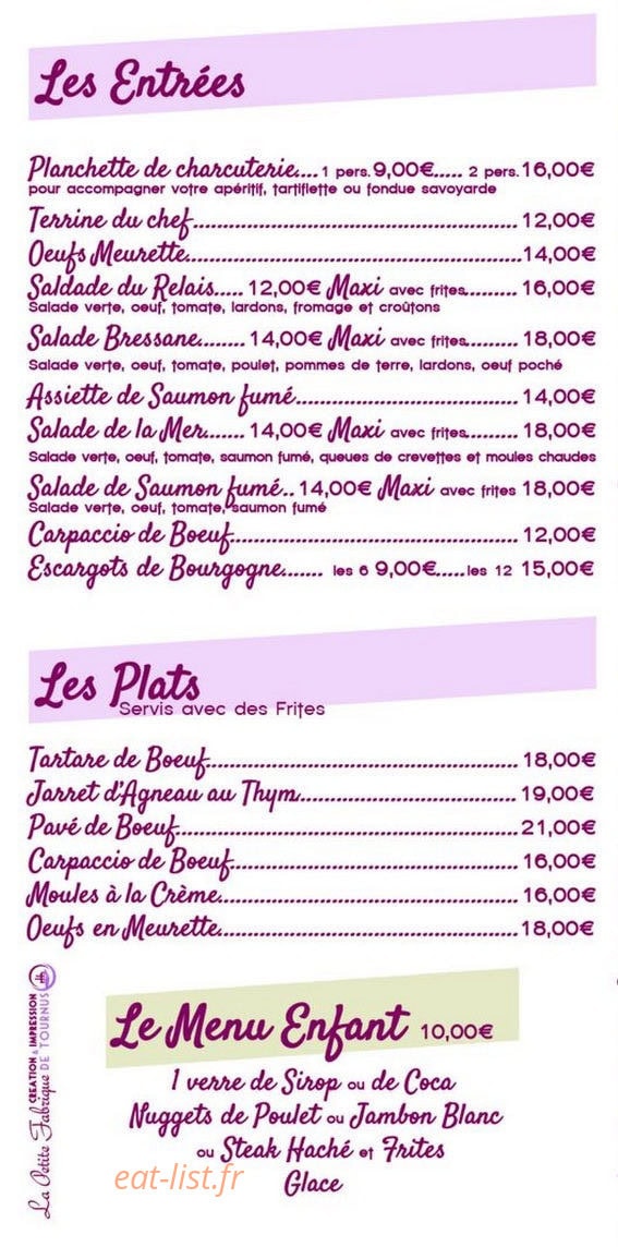 Le Relais de l'Abbaye — carte page 1