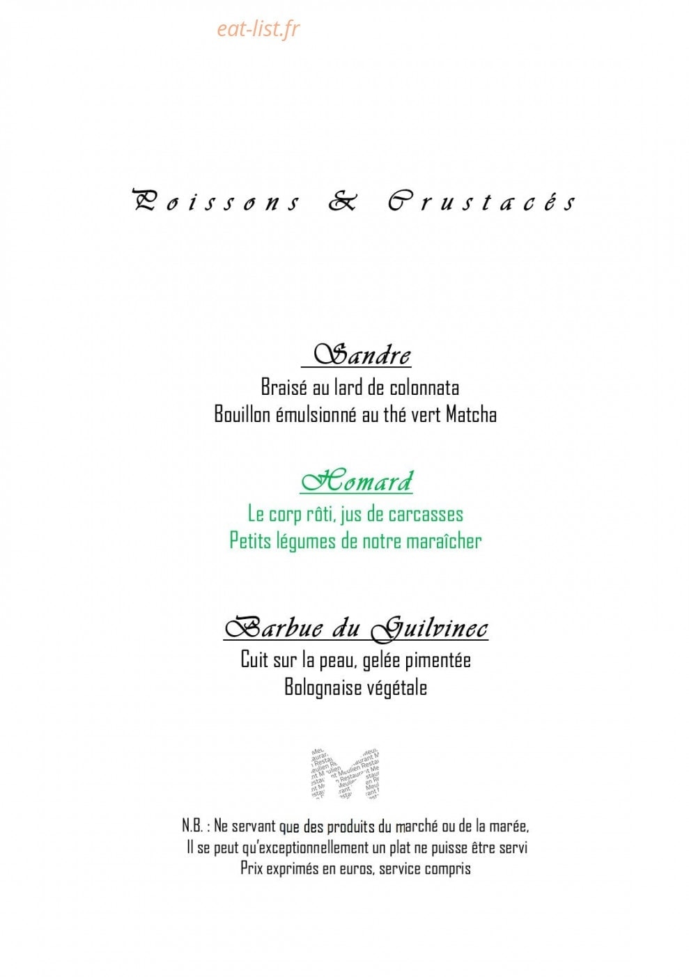 Restaurant Le Meulien — carte page 4