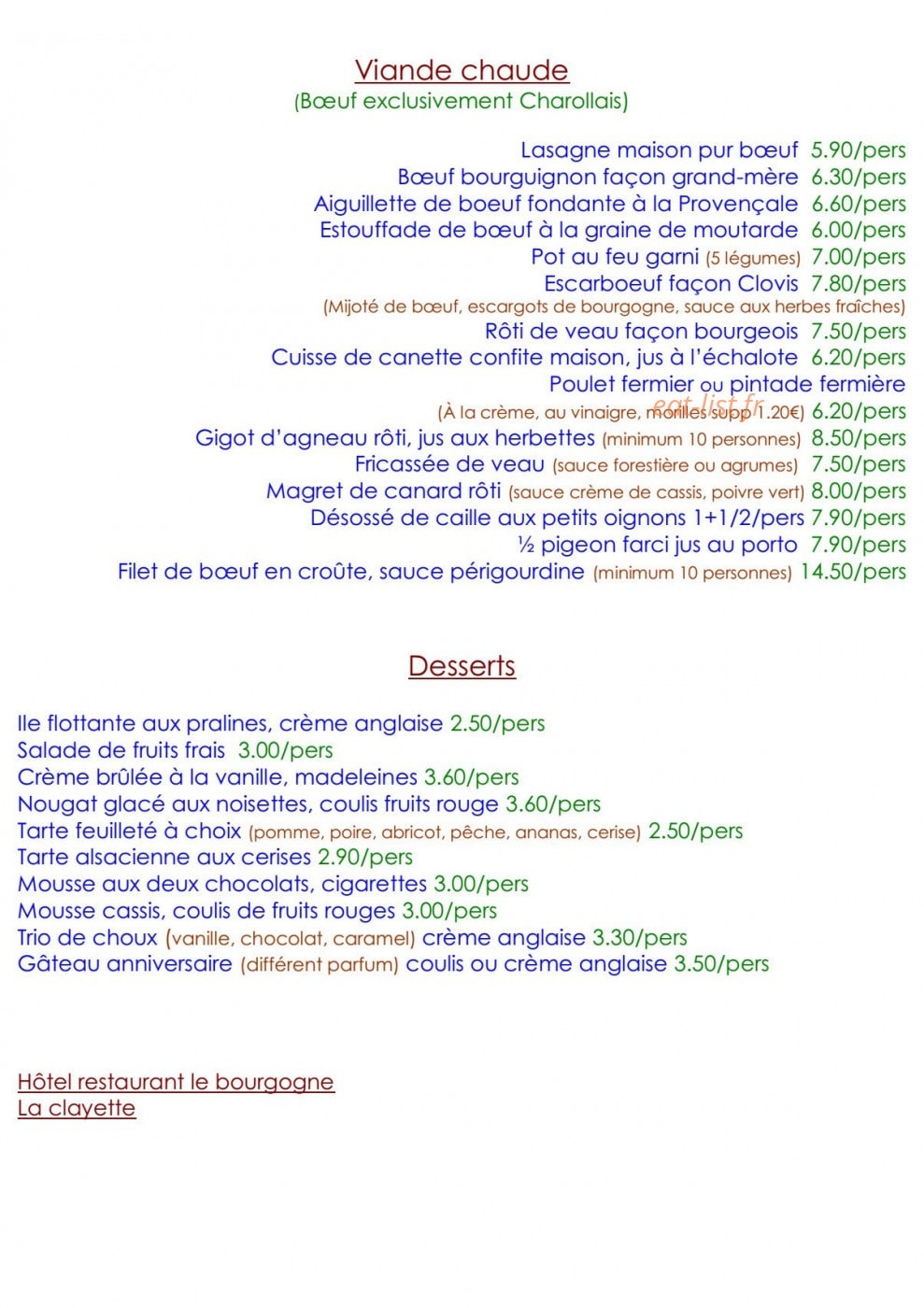Hôtel de Bourgogne — carte page 8