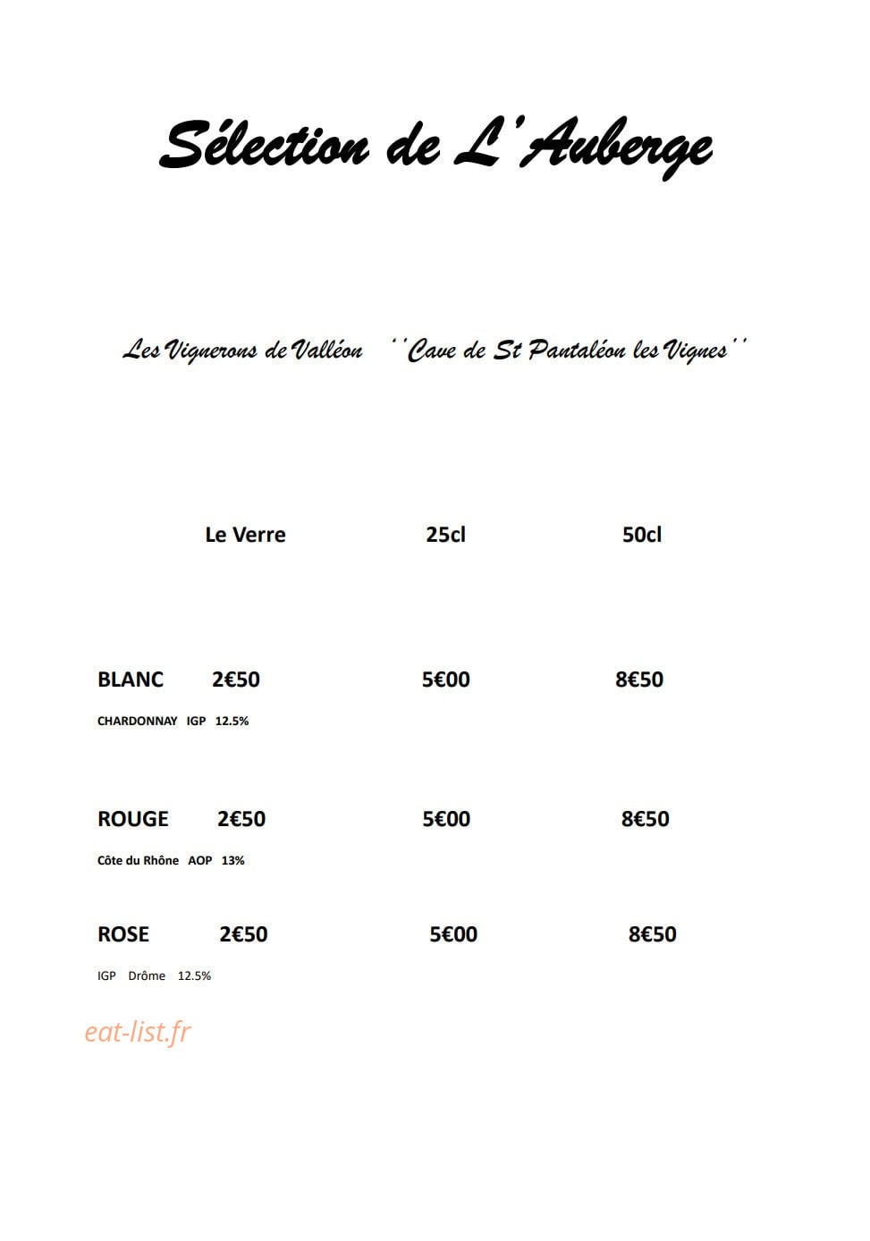 Auberge les Faillettes — carte page 6