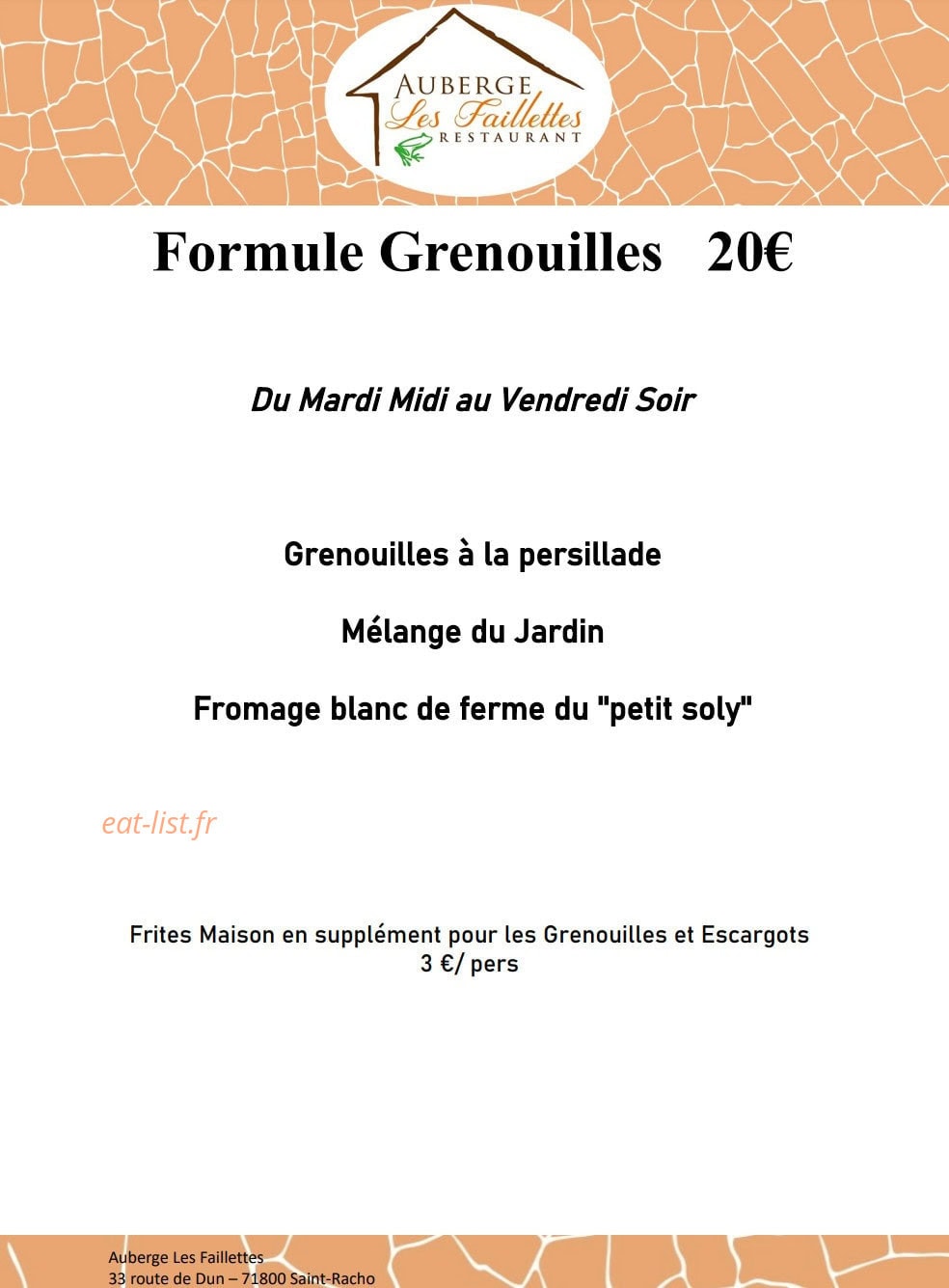 Auberge les Faillettes — carte page 2