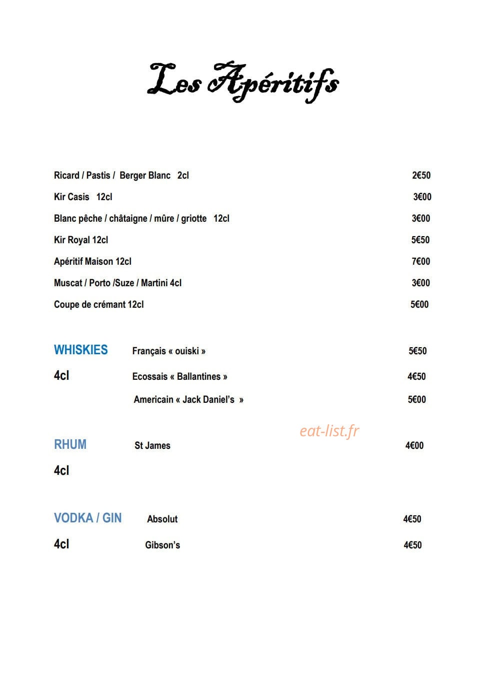 Auberge les Faillettes — carte page 11