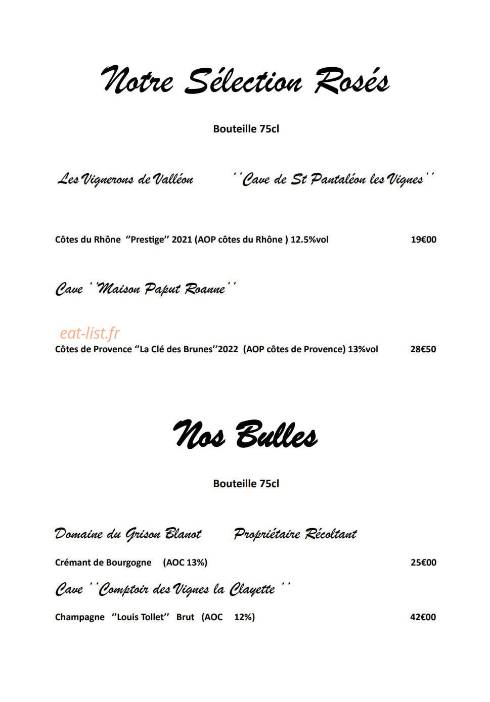 Auberge les Faillettes — carte page 5