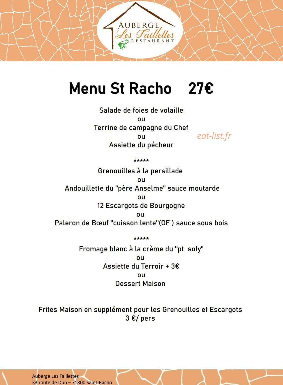 Auberge les Faillettes — carte page 3
