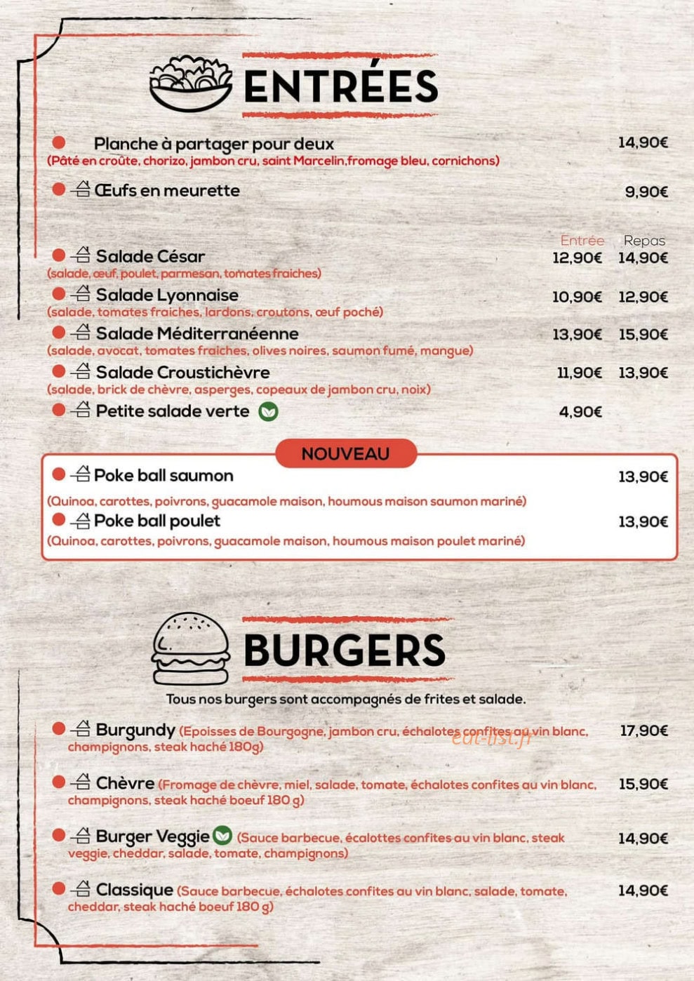 Chez Huguette — carte page 1