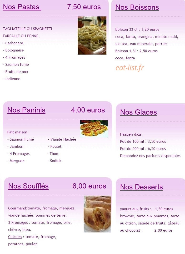 Allo Pizza — carte page 4