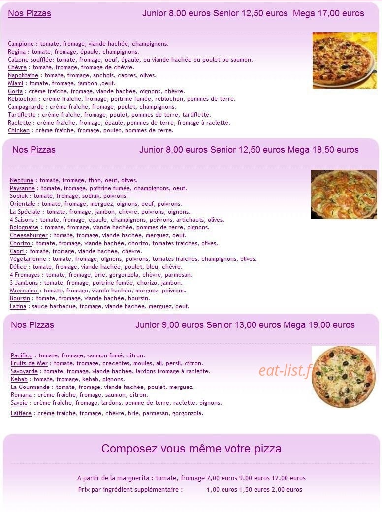 Allo Pizza — carte page 1