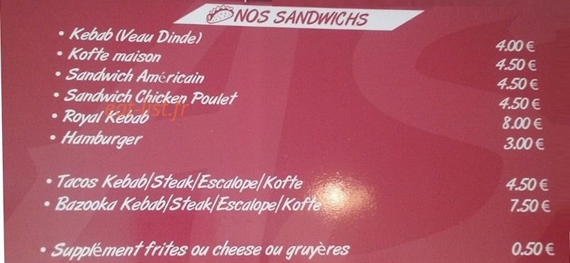 As Kebab — carte page 3