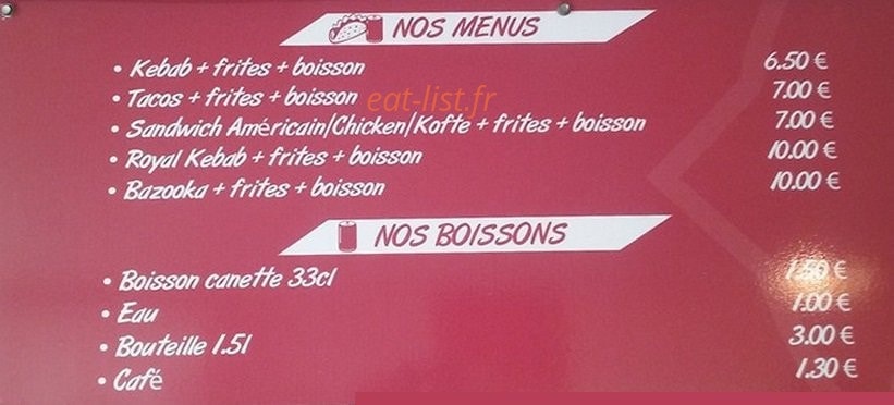 As Kebab — carte page 1