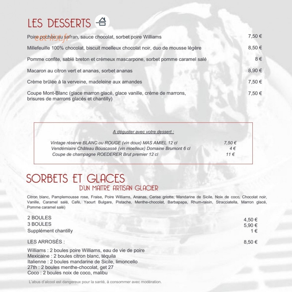 Au Comptoir des Halles — carte page 8