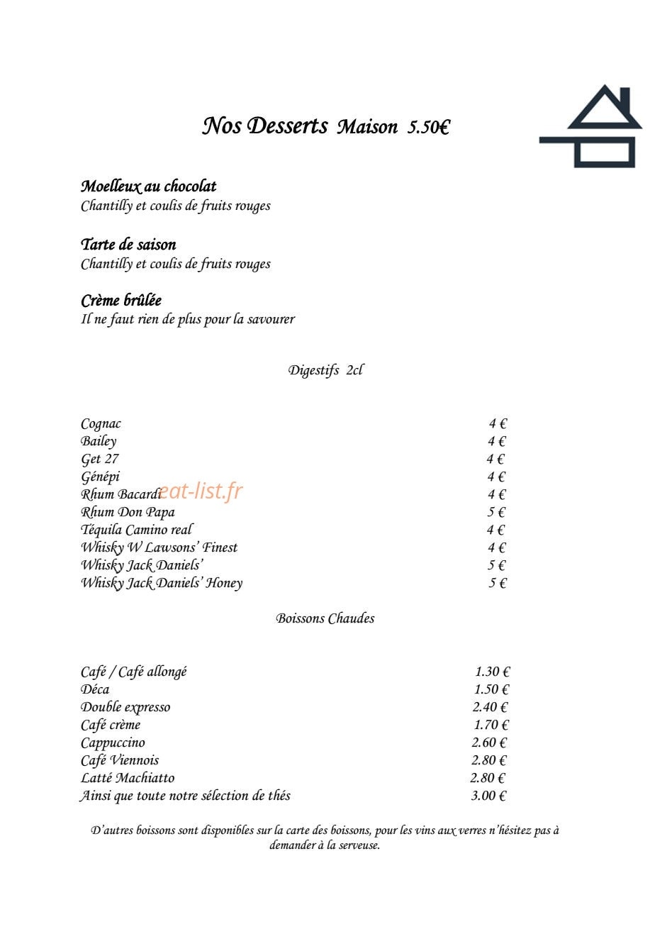 L'Atelier du chef — carte page 3