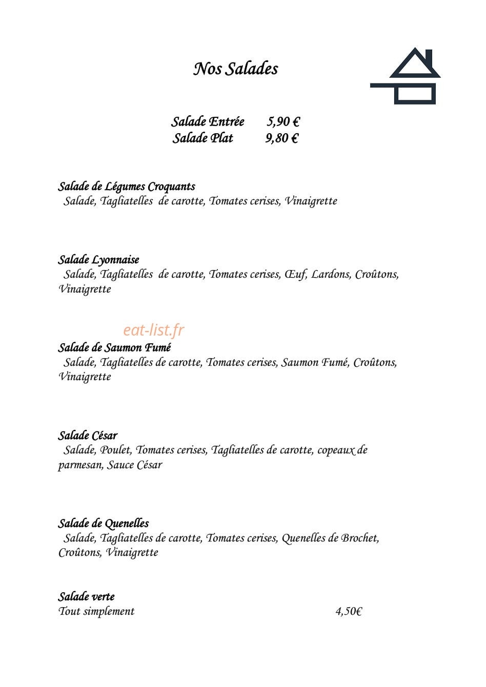 L'Atelier du chef — carte page 4