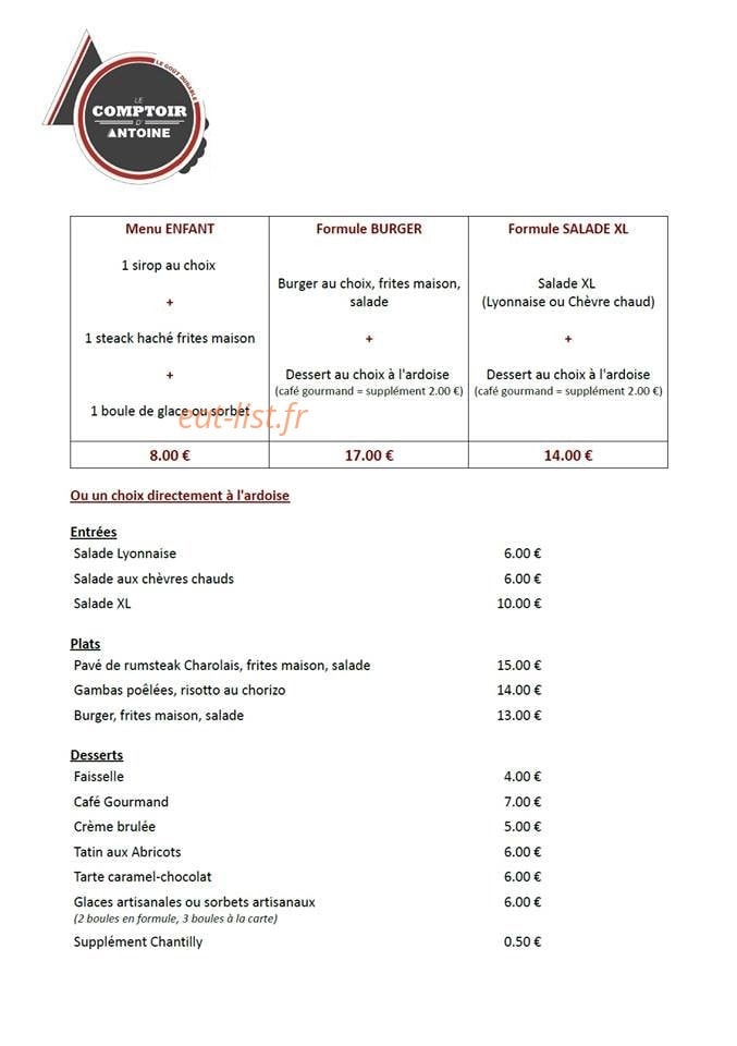 Le Comptoir d'Antoine — carte page 2