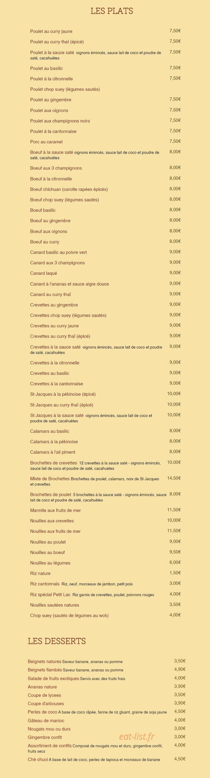 Le Petit Lac — carte page 2