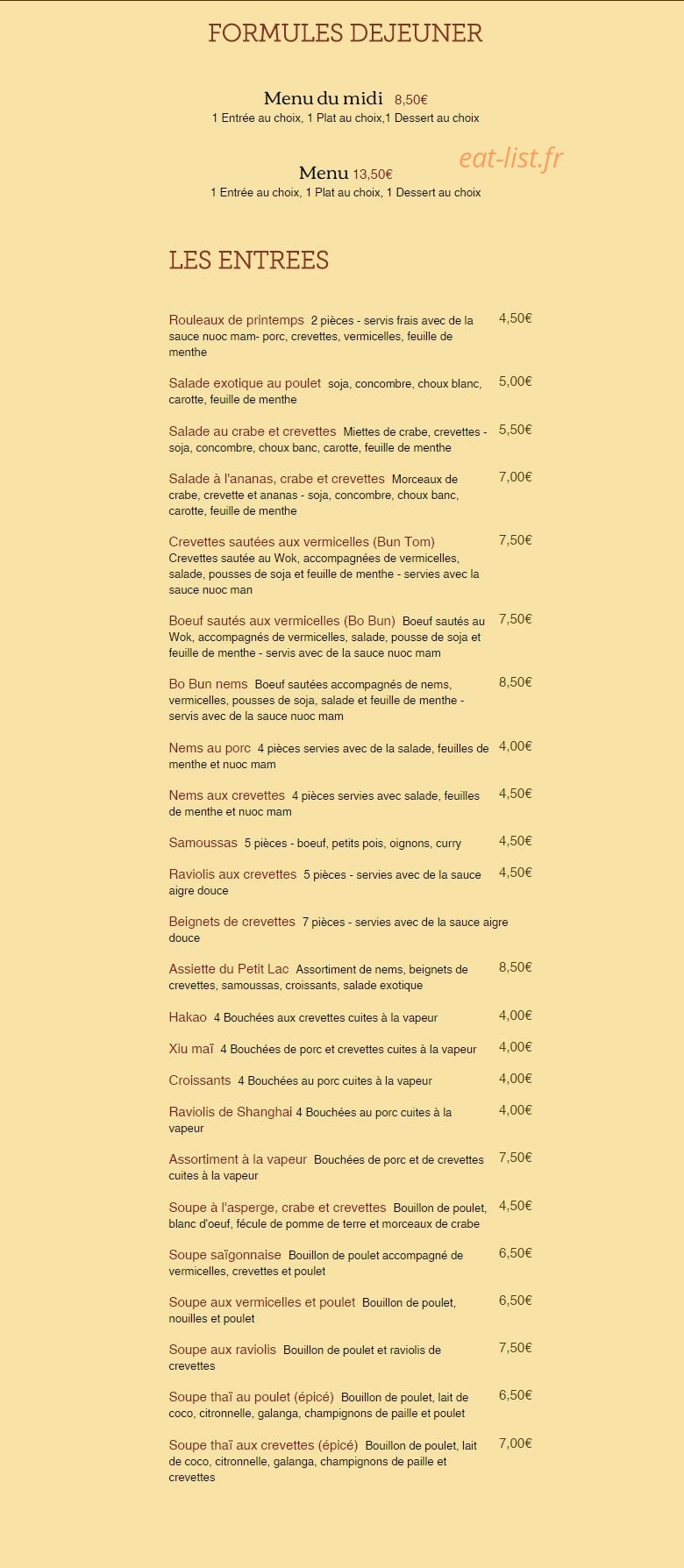 Le Petit Lac — carte page 1