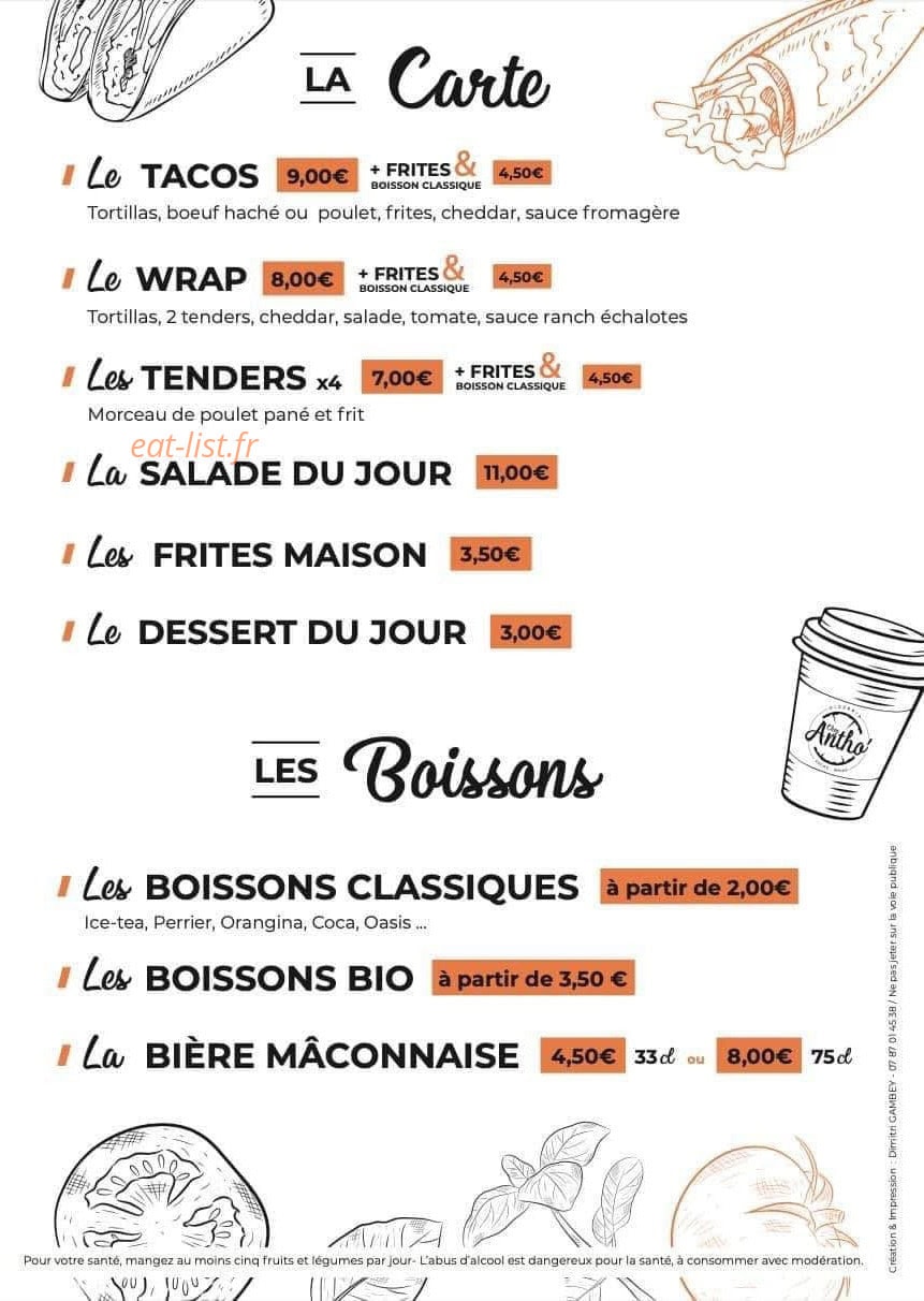 Pizza chez Antho — carte page 2