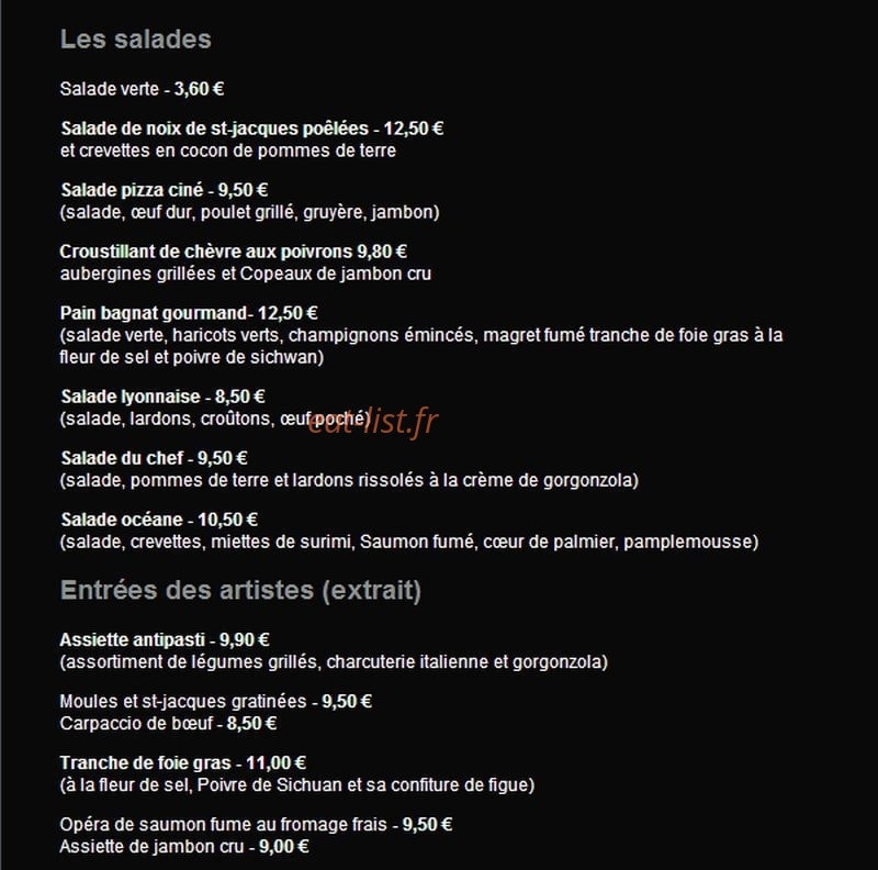 Pizza ciné — carte page 1