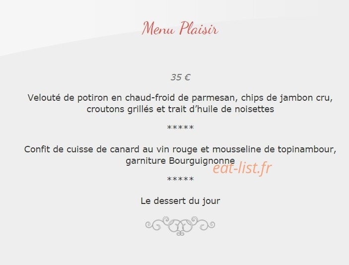 Restaurant Pierre — carte page 2