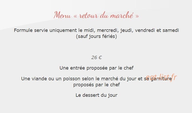 Restaurant Pierre — carte page 1
