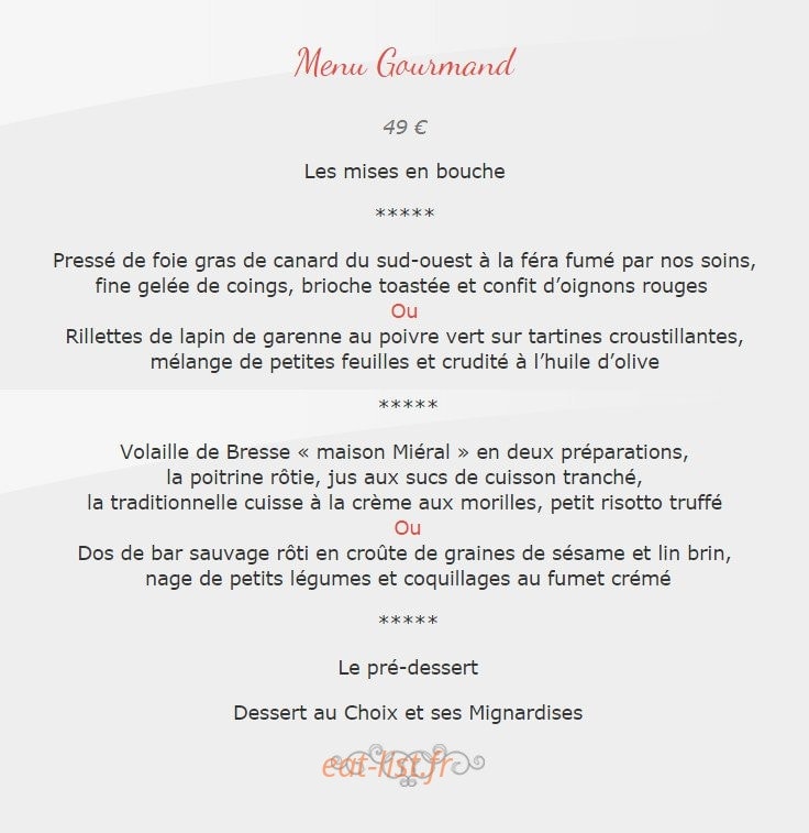 Restaurant Pierre — carte page 3