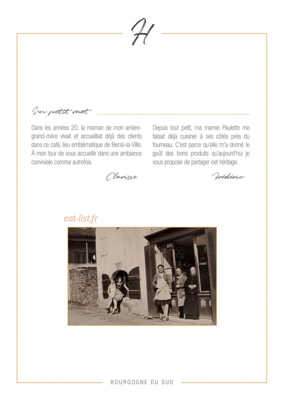 Restaurant Héritage — carte page 2