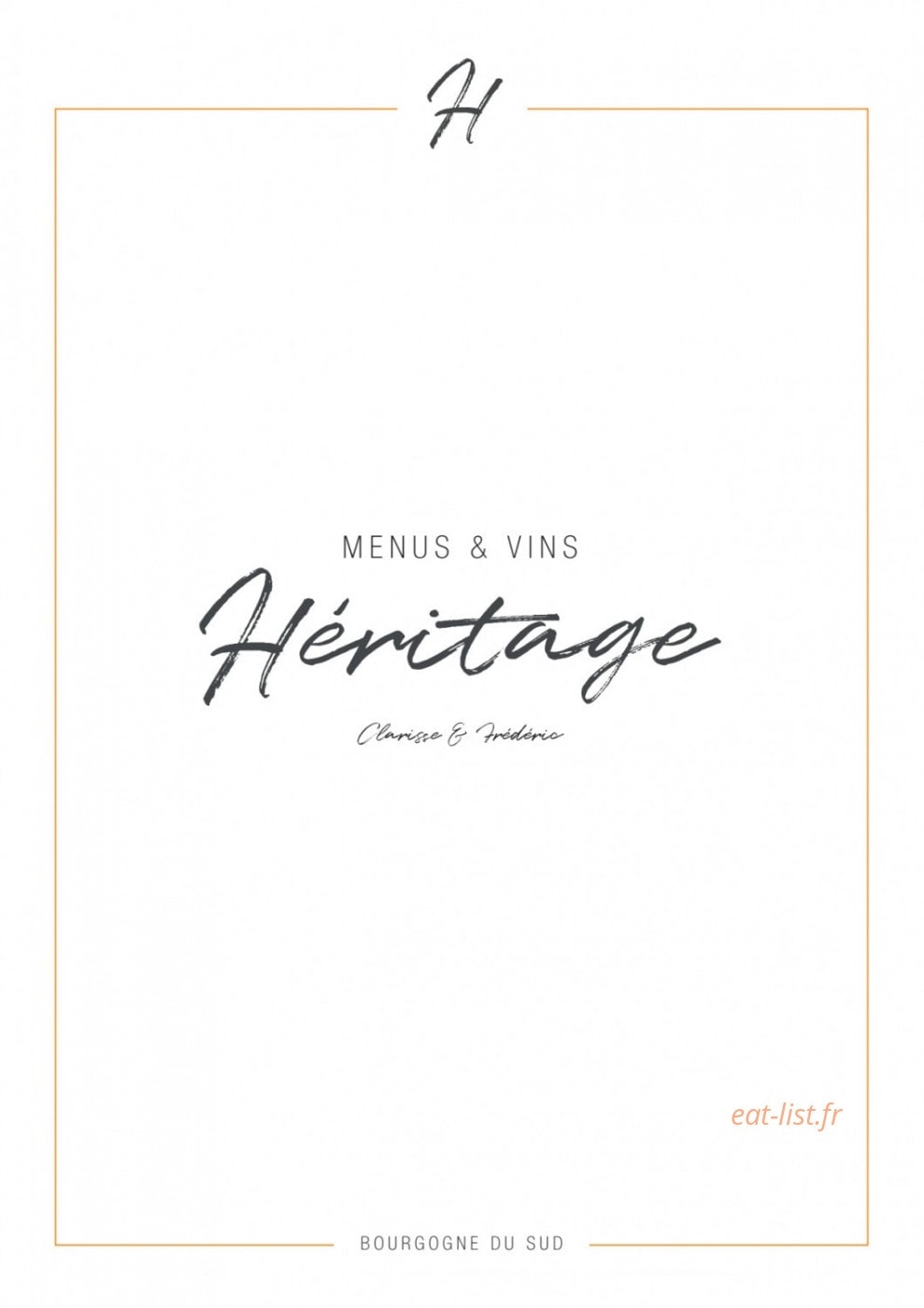 Restaurant Héritage — carte page 1