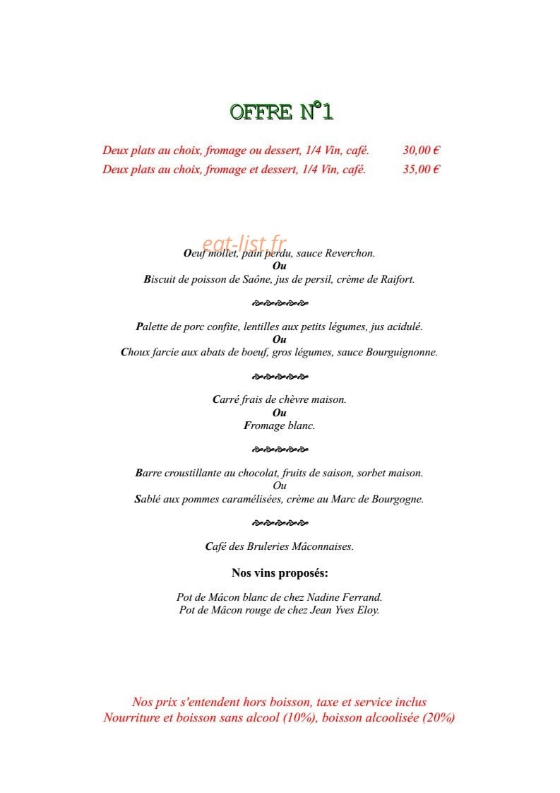 Auberge de la Patte d’Oie — carte page 8