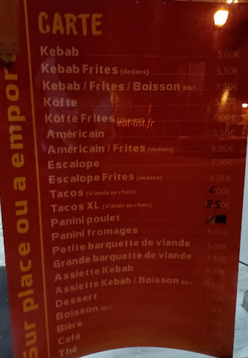 Kebab de la Roche — carte page 1
