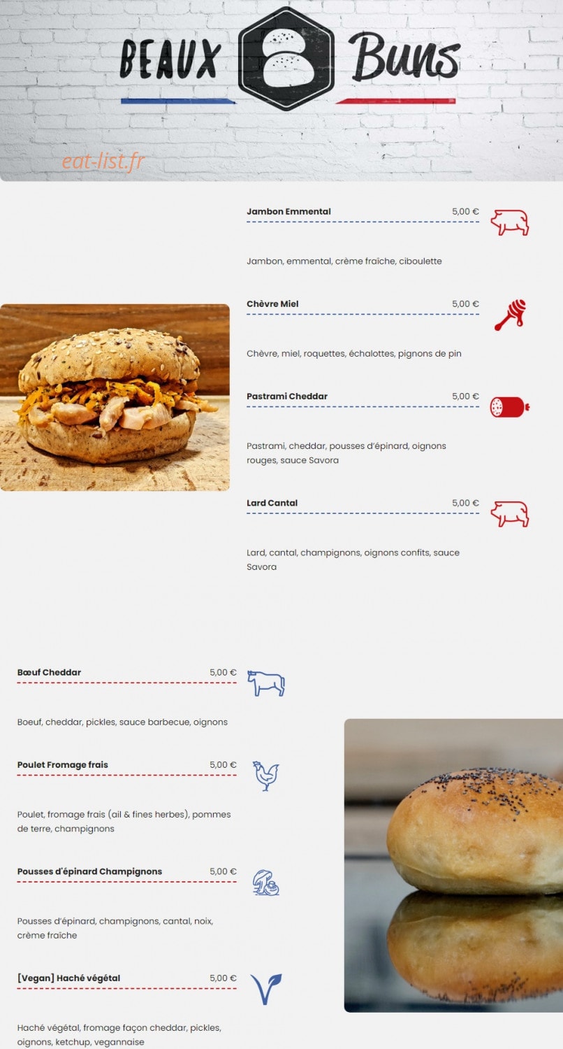 Beaux Buns — carte page 1