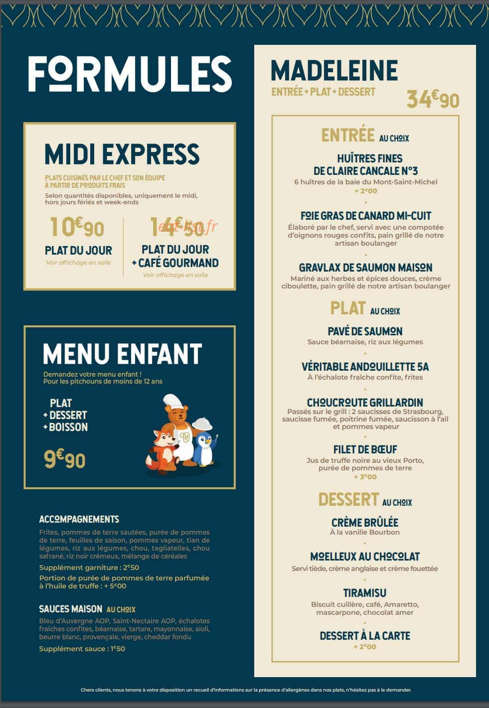 Brasserie Madeleine — carte page 2