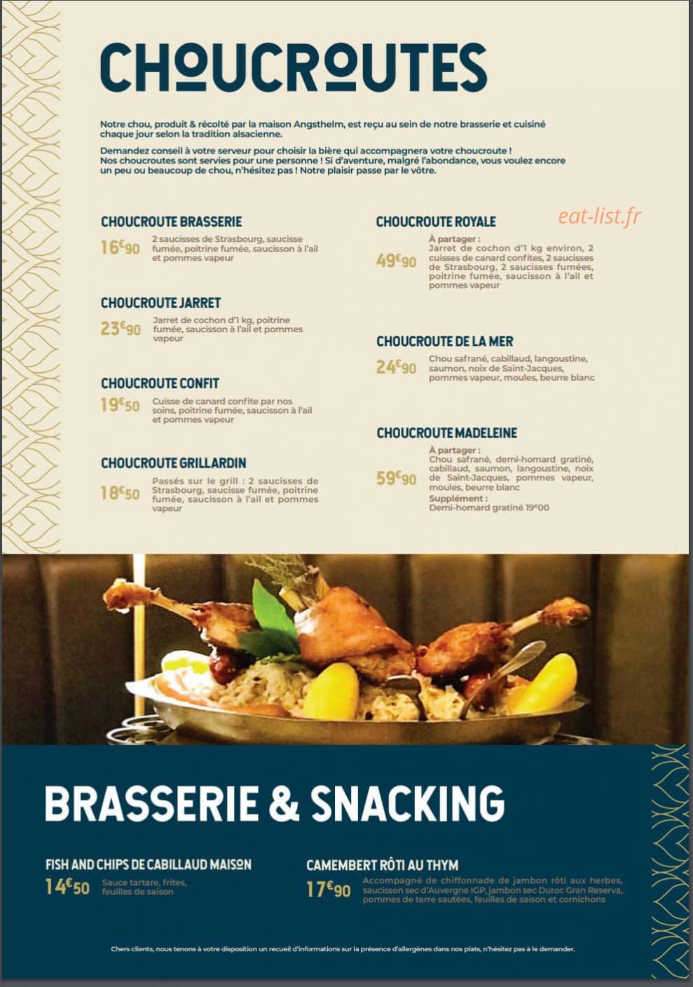 Brasserie Madeleine — carte page 6