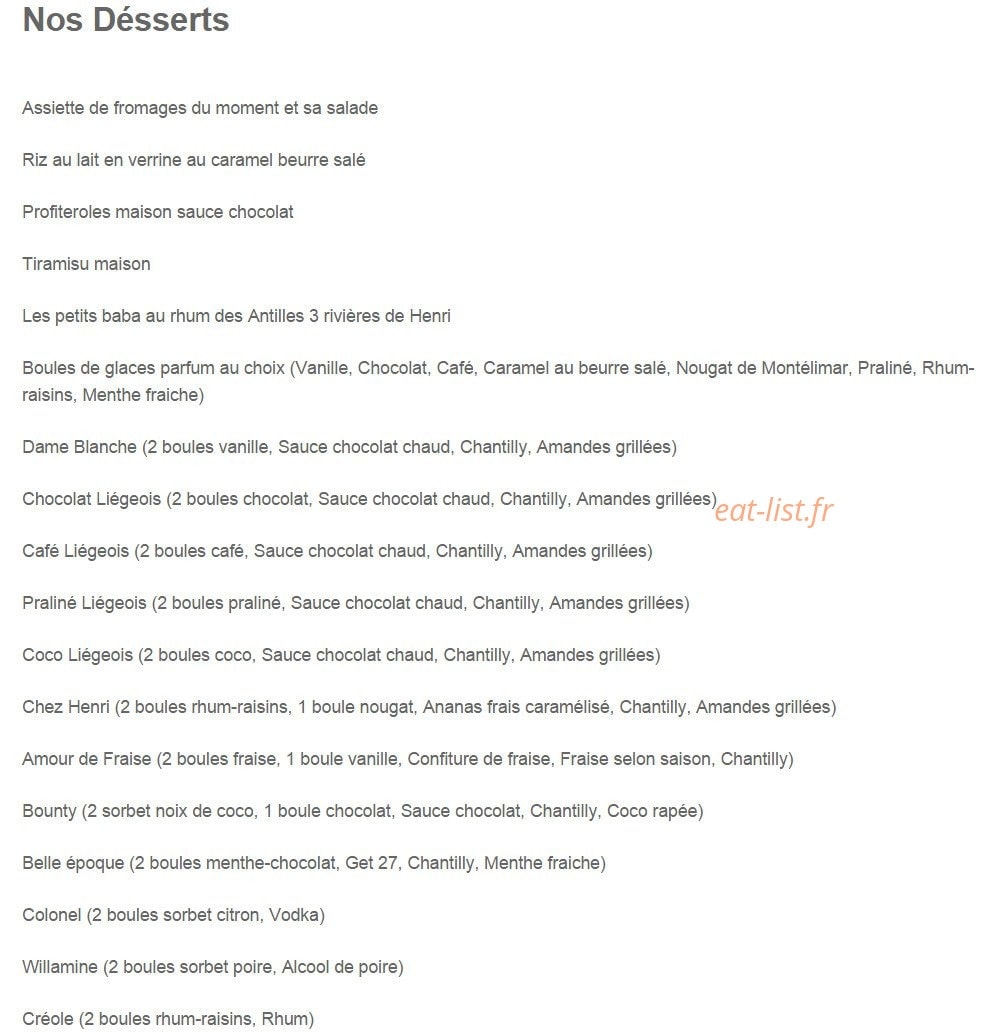 Chez Henri — carte page 2