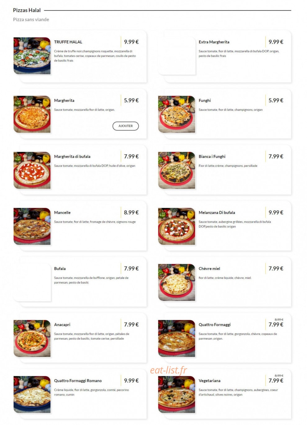 Cotta pizza — carte page 4