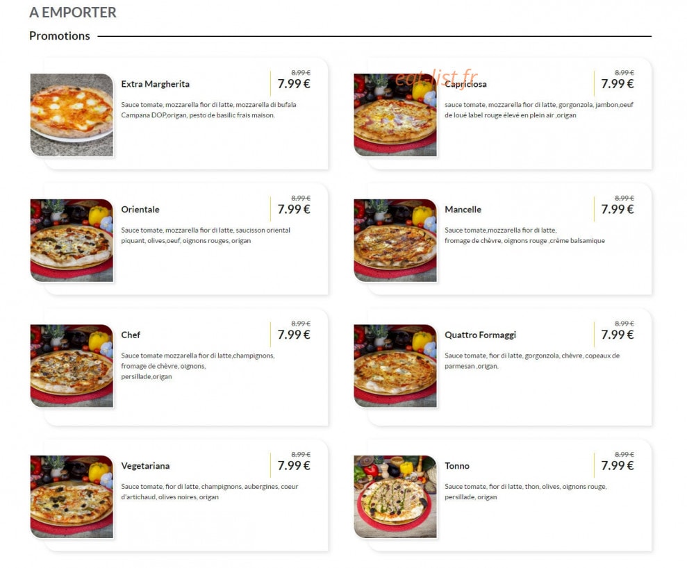 Cotta pizza — carte page 1