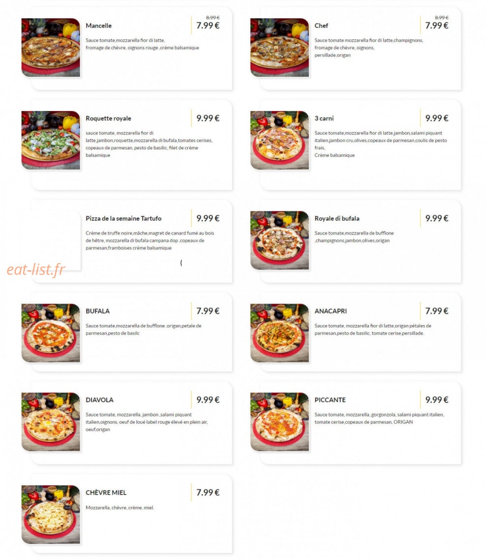 Cotta pizza — carte page 3