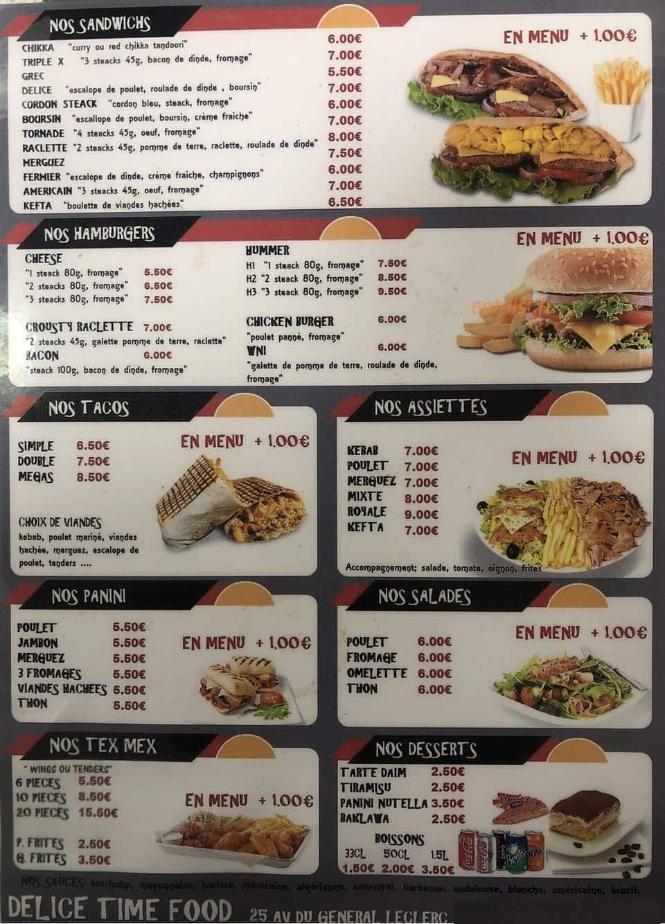 Delice Time Food — carte page 1