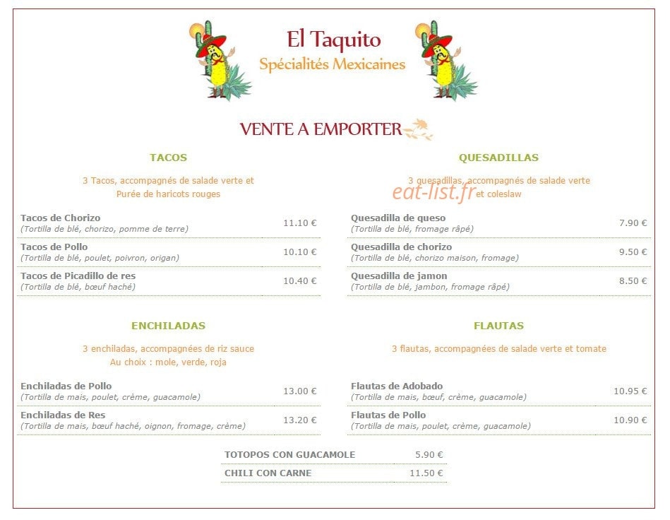 El Taquito — carte page 4