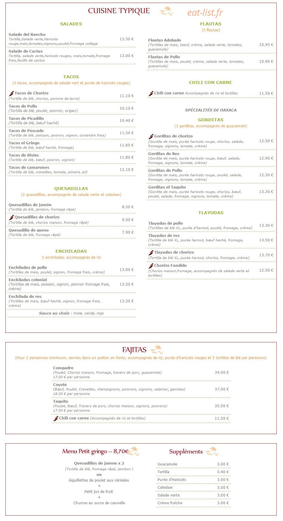 El Taquito — carte page 2
