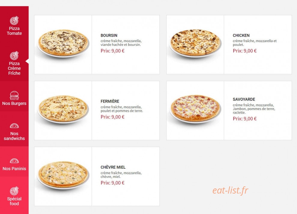 Five food — carte page 2